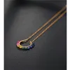 Médaillons DMBS033 gradient rouge à facettes Sapphire pendentif femelle jaune 14k injection d'or sourire clavicule collier cadeau