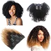Clip clipe de extensão de cabelo encaracolado em Afro Kinky Cabelo Encaracolado 3 Tom Ombre Cabelo 1B / 4/27 120G / Pc Preço de Fábrica Atacado
