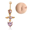 Aile d'ange mignon cristal bijoux de corps en acier inoxydable strass nombril cloche bouton Piercing balancent anneaux pour les femmes cadeau