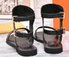 2020 newLuxury Marque Femmes Imprimer Sandale En Cuir Striking Gladiator Style Designer Semelle Extérieure En Cuir Parfait Plat Toile Plaine Sandale Taille35-42