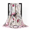 90 * 90 Silk Scarf Modig högkvalitativ Stor Square Silk Scarf Fashionable Retro Printed Scarf Lady