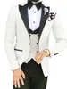 Slim Fit Wit Bruidegom Tuxedos Zwart Piek Revers Groomsman Bruiloft 3 Stuk Suit Mode Mannen Business Prom Jacket Blazer (jas + Broek + Tie + Vest)