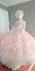 Pink Ball Gown Flower Girl Dresses for Wedding 2020 Off Shoulder Lace Beaded Girls Pageant Dress First Communion Gowns Party Wear