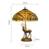 Tiffany Estilo Lotus Folha Dragonfly Abajur vitral Com Elk Desk Lamp Início Restaurant Cafe decorativa Art Luz Tabela