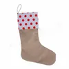 Canvas kerstsokken cadeauzakje streep kerstsokken lange buis jute socks candy tas kerst decoraties 7colors xd22349