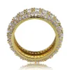 خاتم الماس الهيب هوب مثلج خاتم فضة الرجال 18K مطلي لالأزياء والمجوهرات بالجملة مجموعة الماس النحاس زركون