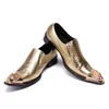 الرجال أحذية الزفاف الرسمي الذهب جلد طبيعي الرجال اللباس الذكور باتي حفلة موسيقية الأحذية الأزياء الشركة مأدبة أحذية زائد الحجم