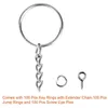 100pcs Keychain Rings Jewelry With Chain And 100 Pcs Screw Eye Pins Bulk For Crafts DIY Silver Keyring Making Accessories240S