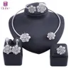 Exquisite Dubai Gold Farbe Kristall Blume Halskette Schmuck-Set Nigerianischen Hochzeit Frau Zubehör Afrikanische Perlen Schmuck-Set