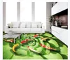 Personalizzato 3D pavimento autoadesivo murale carta da parati decorazione d'interni Succulente nove pesci immagine loto stagno acqua modello 3D pavimento del bagno