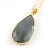 12 Pcs Vintage Natural Labradorite Gemstone Pendants 18K Gold Plated Europe popular Style Pendant Jewelry2585