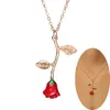 Enkel röd ros blomma uttalande halsband för kvinnor choker rose guld färg blomma hängsmycke halsband boho charm smycken trevliga gåvor