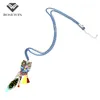 Fashion-Long Chain Multicolor Owl Hängsmycke Halsband med fjäder Crystal Bead Tassels Kvinnor Nya Tillbehör Charm Smycken CE4028