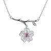 Colar de pingente de moda S925 Sterling Silver Plum padrão de flor de zircão rosa colar de acessórios de dia dos namorados presente de dia dos namorados POTALA007