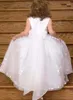 Kwiat Girl Sukienki Bez Rękawów Koronki Aplikacja Puszyste Dzieci Suknie Wieczorowe Na Wedding Party Communion Sukienki