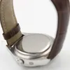 Качество 50505 Механическая кожаная мужчина серебряные часы часы черные ремешки автоматические механцильные серебряные циферблаты Мужчины смотрят мужские наручные часы