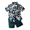 Barnkläder Sätter Sommar Barnkläder Pojkar Blommor Skriv ut Tops + Shorts 2st / Set Boys Outfits Mode Barn Passar M1773