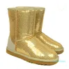 Gorąca sprzedaż - nowe kobiety moda brokat cekiny buty śniegowe buty zimowe czarne niebieskie fioletowe złote srebrne 6Colors Wybierz