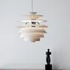 Postmodern minimalist white aluminum single head pendant lamp Nordic creative pine cone design LED restaurant decor E27 lighting AC 90-250V