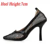 2020 Летняя женщина 7см 9см Высокие каблуки сандалии сетки Низкие каблуки платформы насосы Lady Metal Chain Fertsh выпускного вечера венчания сандалии обувь