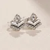 925 Sterling Silver Heart Stud Earring Clear CZ for Pandora Classic Wishes Earrings luxury designer earrings with Original Box