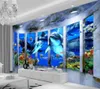 Anpassad väggmålning tapeter 3d utrymme, utsökt marina delfiner, mor och barn vardagsrum sovrum bakgrunds vägg dekoration tapeter