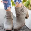 Ankle Boots Women Shoes 2019 Casual Zipper Pointed Toe Booties Buckle Strap Short Boots Women Autumn Chaussures Femme