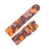 CARLYWET 24mm Hoge kwaliteit Camo Kleur Waterdichte Siliconen Rubber Vervanging Horlogeband Strap Band Loops252J