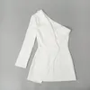 Abito blazer sexy Donne Donne Deep-Neck Coat Fashion Party Club Wrap Mini Abite One Spalla Coate e Jackets1