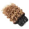 1B 27 Ombre Honey Blonde Deep Curly Hair Bundles 10 12 14inch 3 Bundles Brazilian water Wave Hair Remy Human Hair Extensions Wholesale