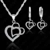 Nieuwe aankomst dubbele hart 925 sieraden sets Oostenrijkse kristal set vrouwen hanger sieraden set voor vrouwen bruiloft