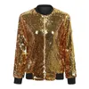 Femmes paillettes manteau Bomber veste 2019 automne paillettes hauts fermeture éclair manches longues Streetwear décontracté lâche paillettes vêtements d'extérieur femme