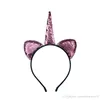 Baby sequins unicorn tiaras för festival halloween härlig katt öron tjejer hår pinnar barn hår båge huvudband