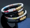 21cm men and women hot leather rope bracelet flower stripe stainless steel magnet buckle leather rope bracelet WY743