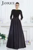 Janique Black Long Sleeves elegant Formal Dress A-Line Jewel Lace Beaded Mother of The Bride Dresses Custom Made Women Evening Wea255C