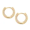 Nouvelle mode personnalisée plaqué or 18 carats Blingbling Cubic Zirconia Diamond Hoop Boucles d'oreilles Hommes Femmes Hip Hop Iced Out Bijoux pour Couples