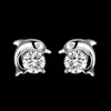 Zircon Stud Earrings Dolphin Embrace Pattern S925 Silver Plated Accessories Earring Lucky Cute Design Classic Valentine's Day Gift POTALA943