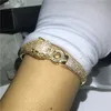 Pulsera estilo leopardo choucong 400 piezas 5A zirconia cúbica oro amarillo lleno de compromiso brazalete para mujeres accesorios de boda