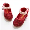 2016 bambini principessa glitter sandali bambini ragazze scarpe da sposa tacchi quadrati scarpe eleganti scarpe da festa rosso / argento / taglia 24 ~ 37