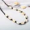 New Fashion Black Rope Chain Natural Seashell Choker Necklace Collar Necklace Shell Choker Necklace for Summer Beach Gift