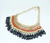 Neue Mode Chocker Halsketten vergoldete geschichtete Edelsteine ​​Holzperlen Quasten Halskette Schmuck für Frauen Geschenke