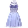 Halter Short Homecoming Dresses for Teens Chiffon Lace Appliques Juniors Prom Dresses Keyhole Back 8th Grade Party Dress207A