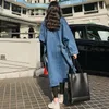 Wholesale-New Arrival Trench Coat Women Loose Denim Trench Coat Female Single-breasted Long Jeans Outwears