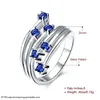 Epacket DHL Überzogener Sterlingsilber-Blumen-blauer Zirkonring DHSR338 US-Größe 8; Modischer Damen-Schmuck aus 925er Silber mit drei Steinringen