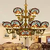 European retro creative lamp Tiffany stained glass living room dining room double villa large chandelier love Baroque lamps TF009