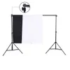 Freeshipping Photo Studio Kit Set Backdrop Stand com Saco de Armazenamento Preto Branco Não Tecido Backdrops e Mini Clips
