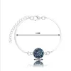 Posrebrzana okrągła kryształ bransoletka przesuwne regulowane damskie biżuteria urodziny Walentynki Bransoletki prezentowe ze stali nierdzewnej