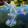 Nuovo Recycler Bong in vetro Narghilè 14mm Giunto femmina 7 pollici Olio Dab Rig Sidecar Bong con ciotola Verde Viola Soffione Perc Tubi dell'acqua in vetro