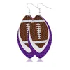 Boucles d'oreilles pendantes en simili cuir scintillant, boucles d'oreilles de football multicouches pour femmes, nouveauté légère, ornement d'oreille pour usage quotidien, fête