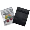 100pcs/lot 7.5*10cm Matte Black / Clear Front Zipper Bags Resealable Zip Aluminum Foil Plastic Bag Food Grocery Packing Mylar Foil Bag